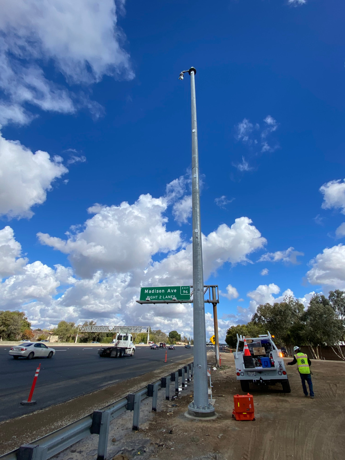 Sidewinder traffic camera installed on a tall highway pole