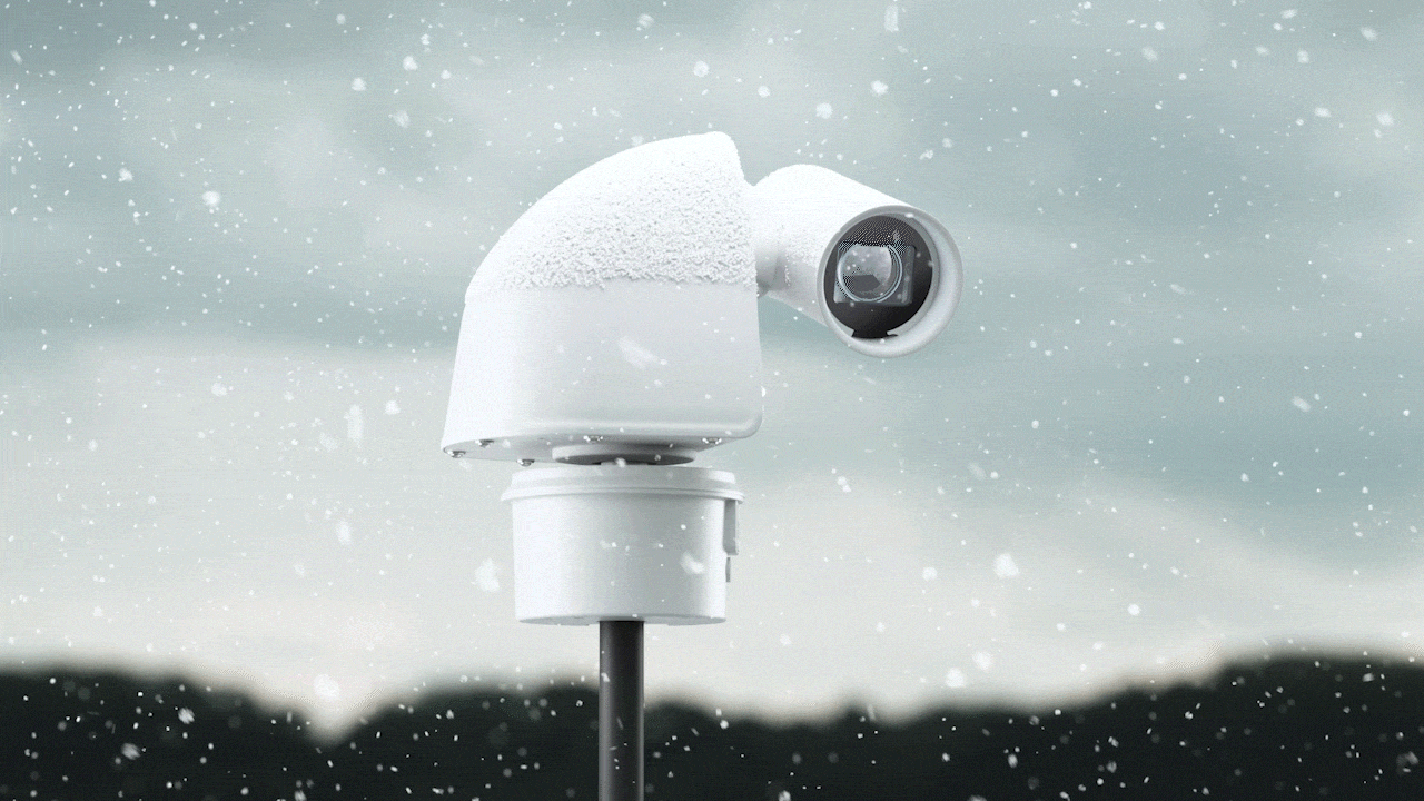 WTI Sidewinder PTZ camera operating in falling snow
