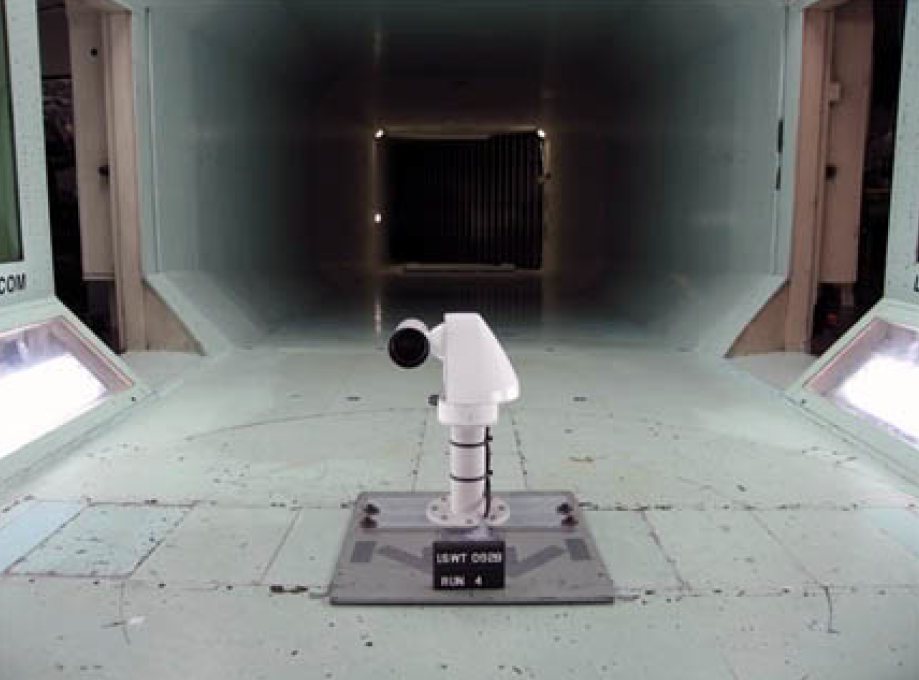 Sidewinder PTZ camera mounted in the San Diego Air & Space Technology Center wind tunnel